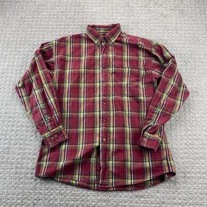 Panhandle Slim Shirt Men Medium Red Yellow Blue Green Plaid Button Down Western